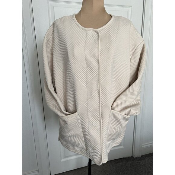 Sanctuary Anthropology Textured Knit Snap Close Shacket Jacket Cream Size S - Picture 5 of 14